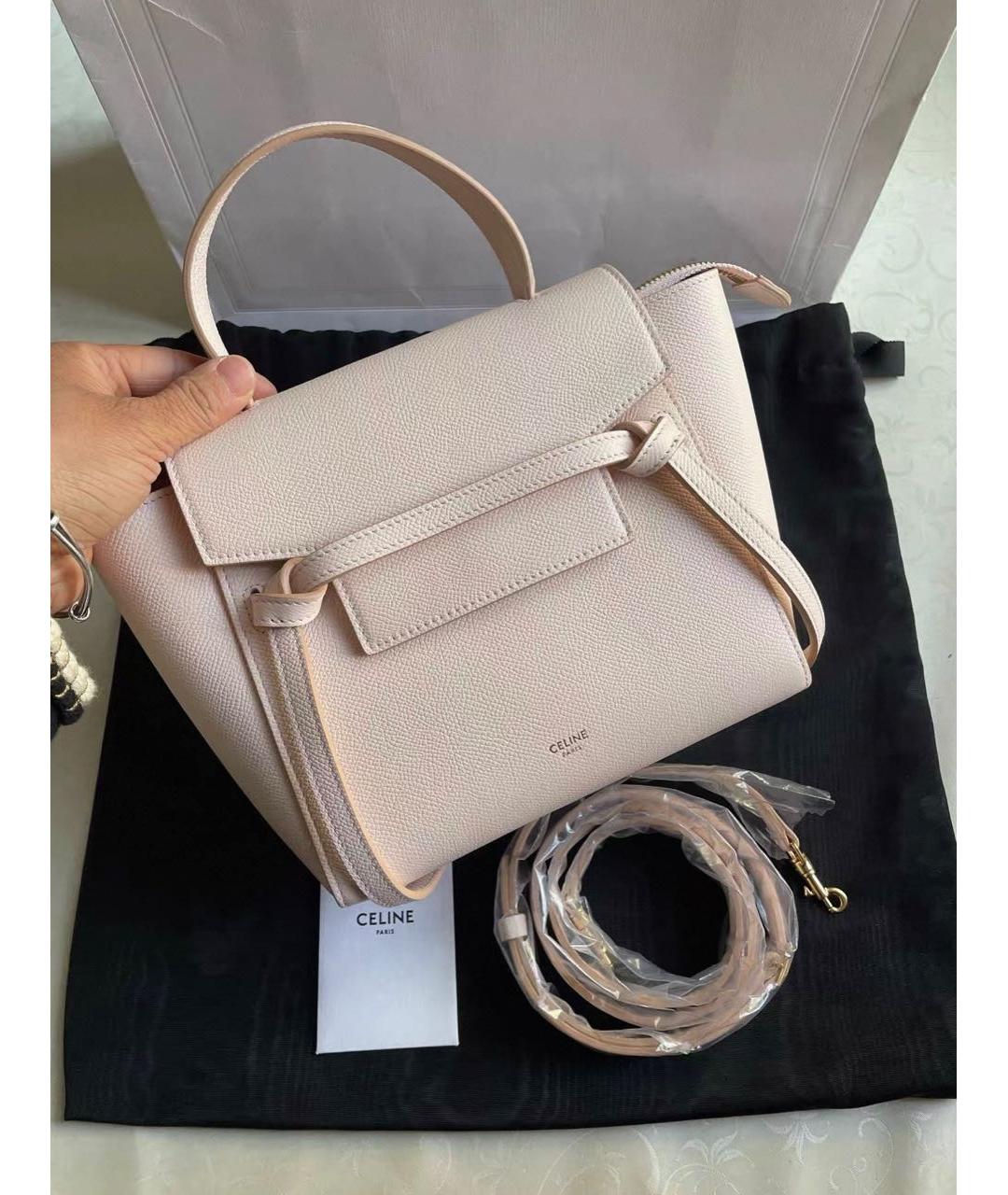 CELINE Розовая кожаная сумка с короткими ручками, фото 2