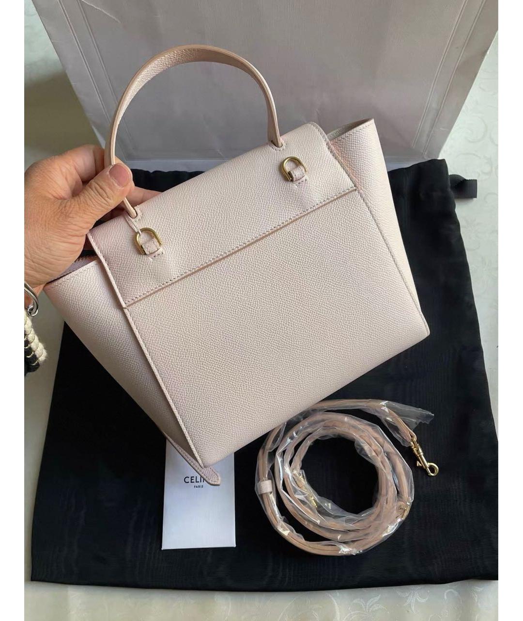 CELINE Розовая кожаная сумка с короткими ручками, фото 3