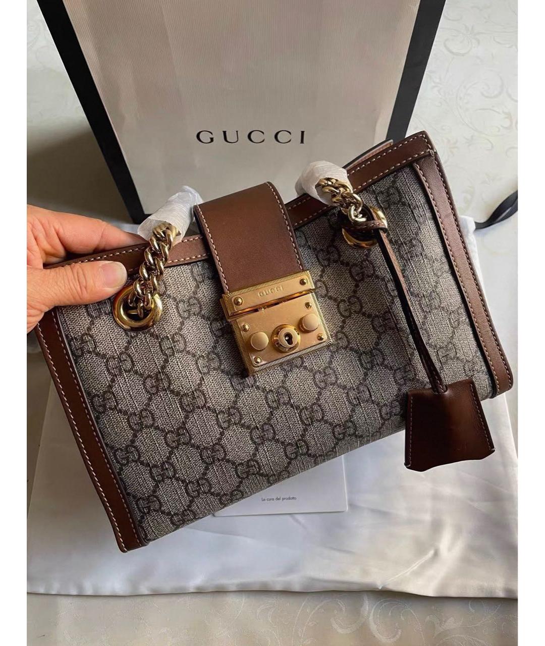 GUCCI Коричневая кожаная сумка через плечо, фото 2