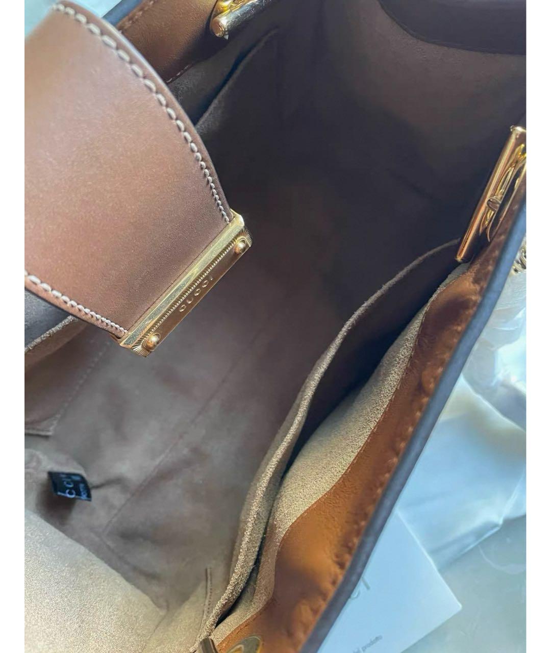 GUCCI Коричневая кожаная сумка через плечо, фото 5