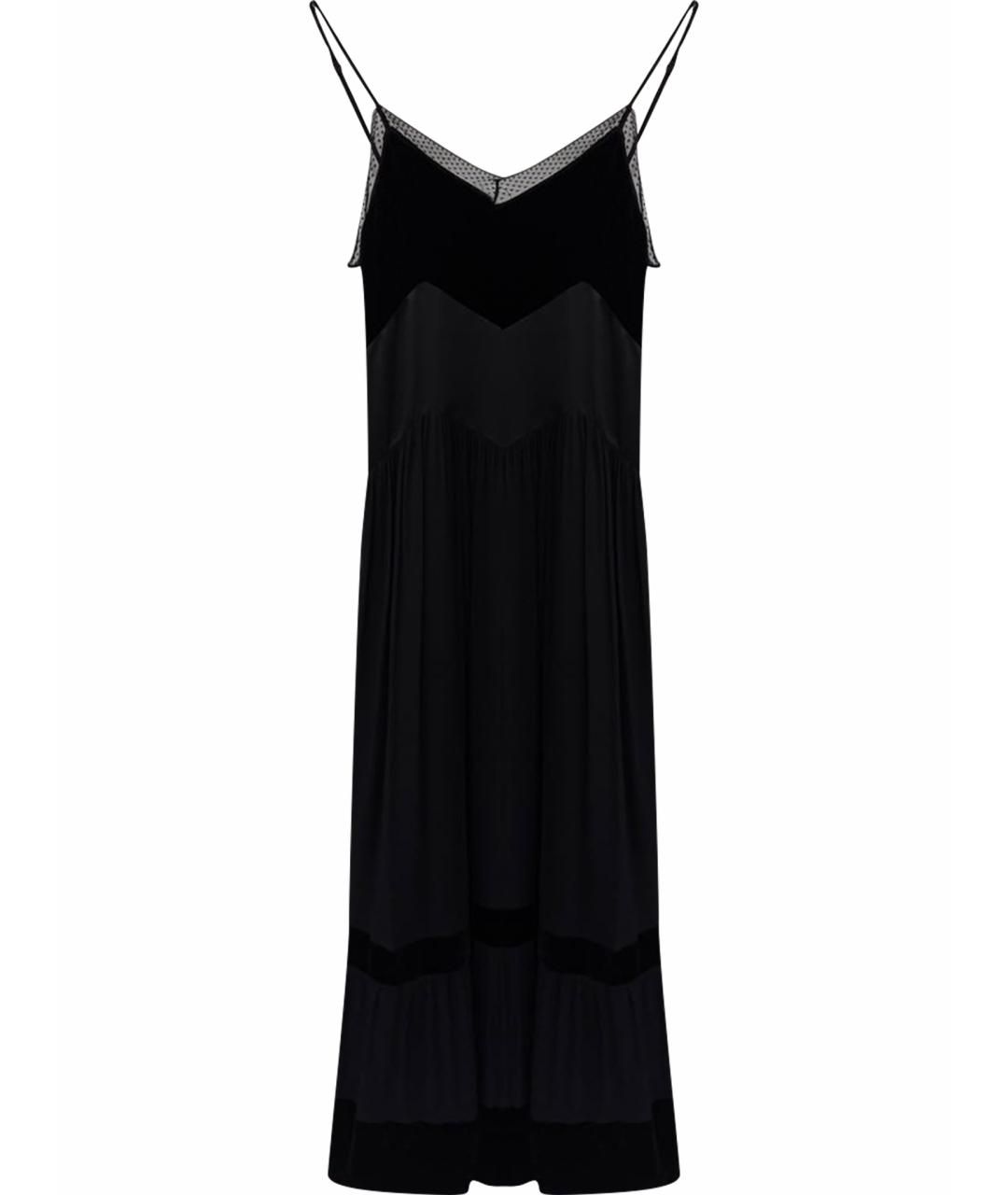 TWIN-SET Черное велюровое повседневное платье, фото 1