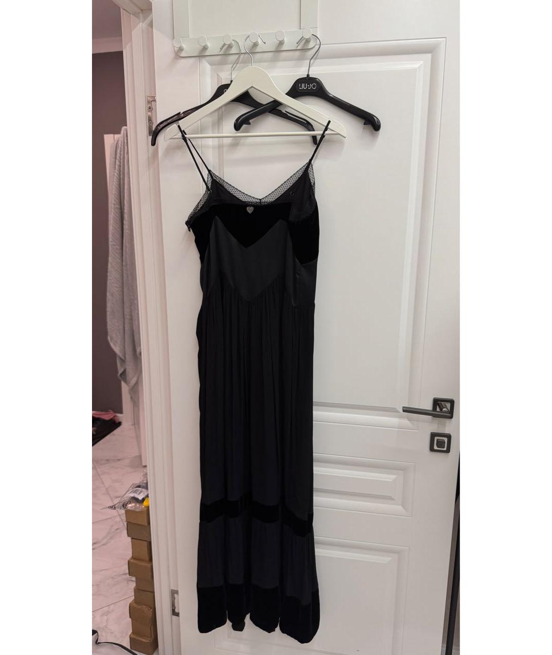 TWIN-SET Черное велюровое повседневное платье, фото 2