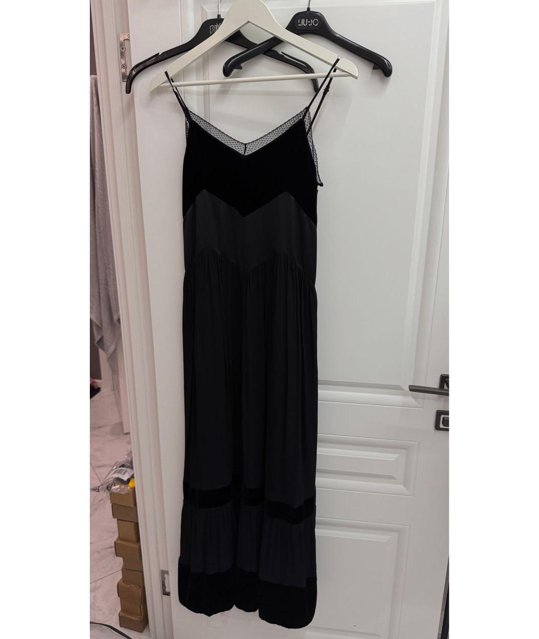 TWIN-SET Черное велюровое повседневное платье, фото 9