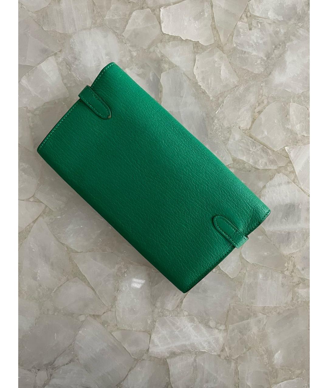 HERMES Зеленый кожаный кошелек, фото 3