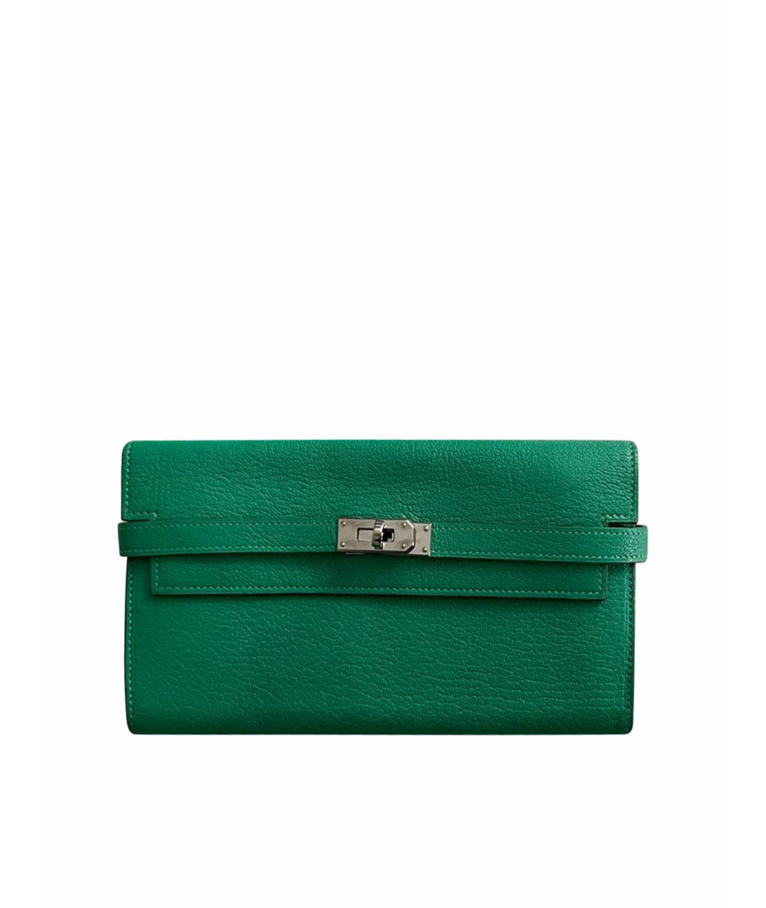 HERMES Зеленый кожаный кошелек, фото 1