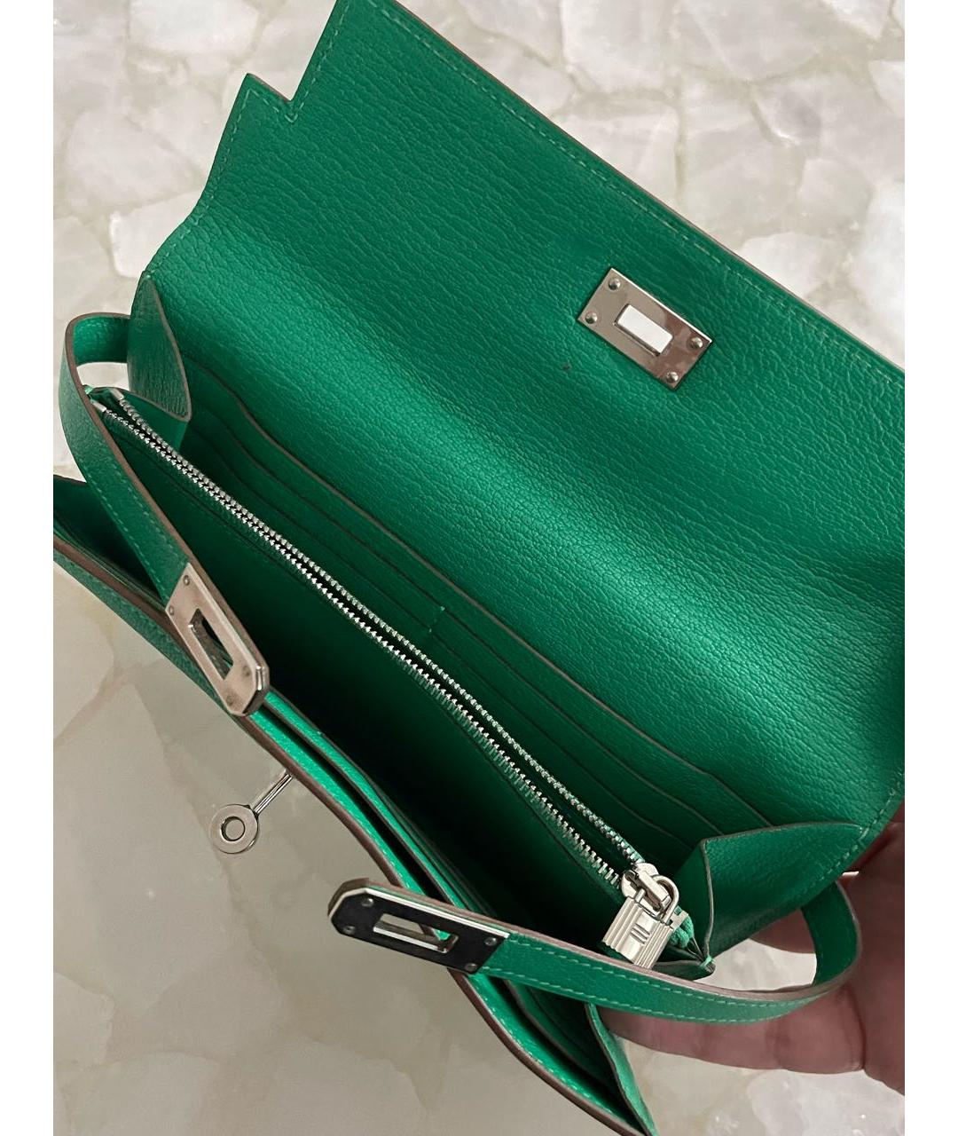 HERMES Зеленый кожаный кошелек, фото 4