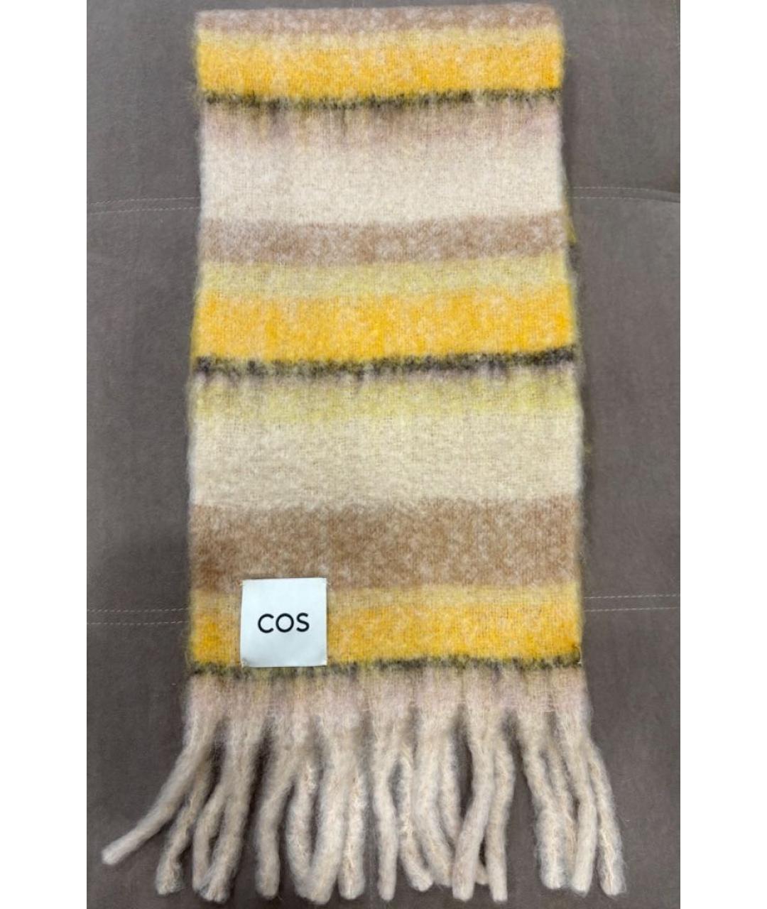 COS Желтый шерстяной шарф, фото 6