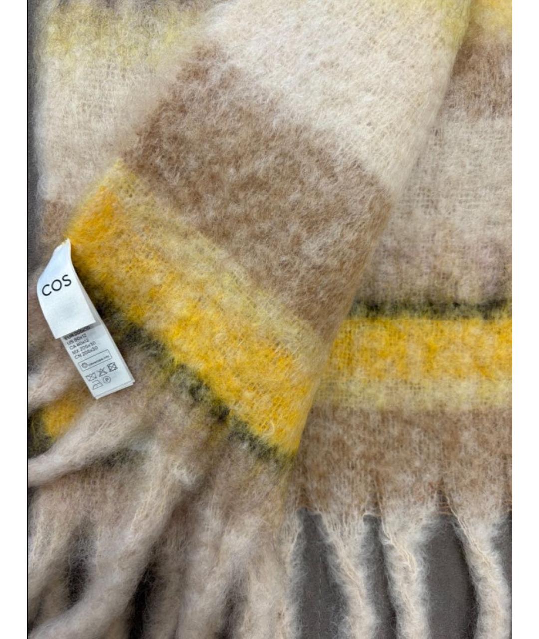 COS Желтый шерстяной шарф, фото 5