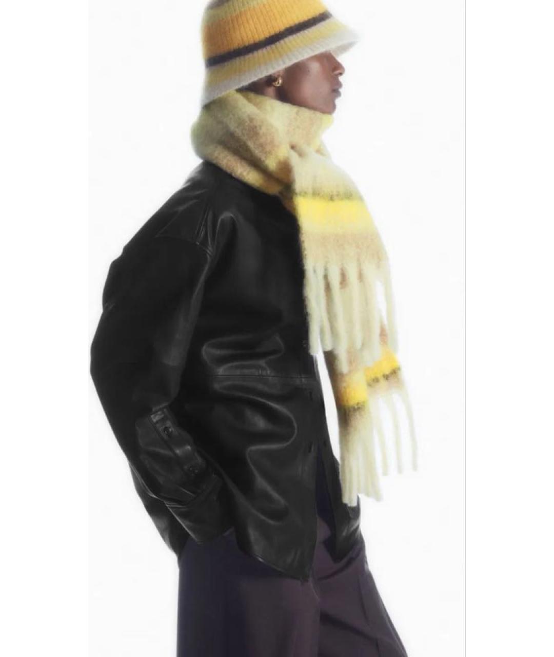 COS Желтый шерстяной шарф, фото 7