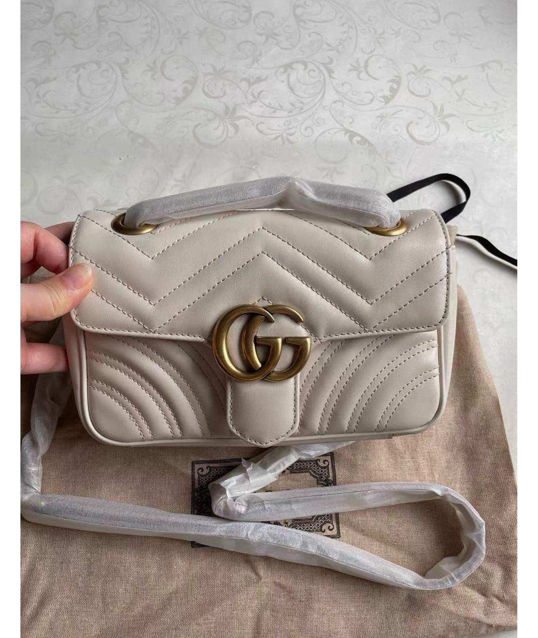 GUCCI Белая кожаная сумка через плечо, фото 2