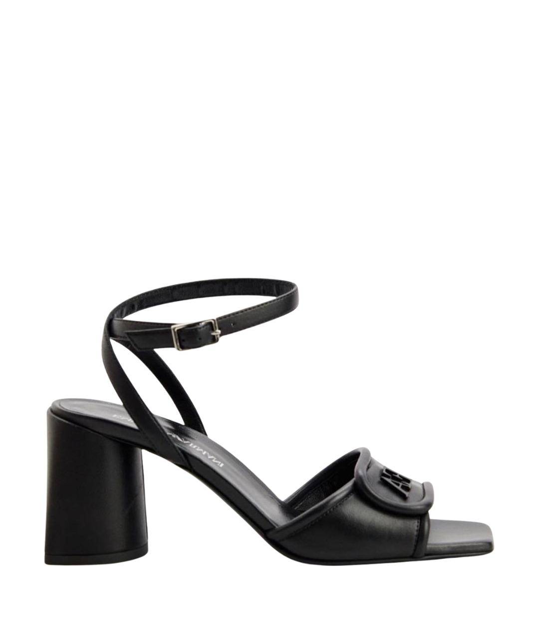 EMPORIO ARMANI Черные кожаные босоножки, фото 1