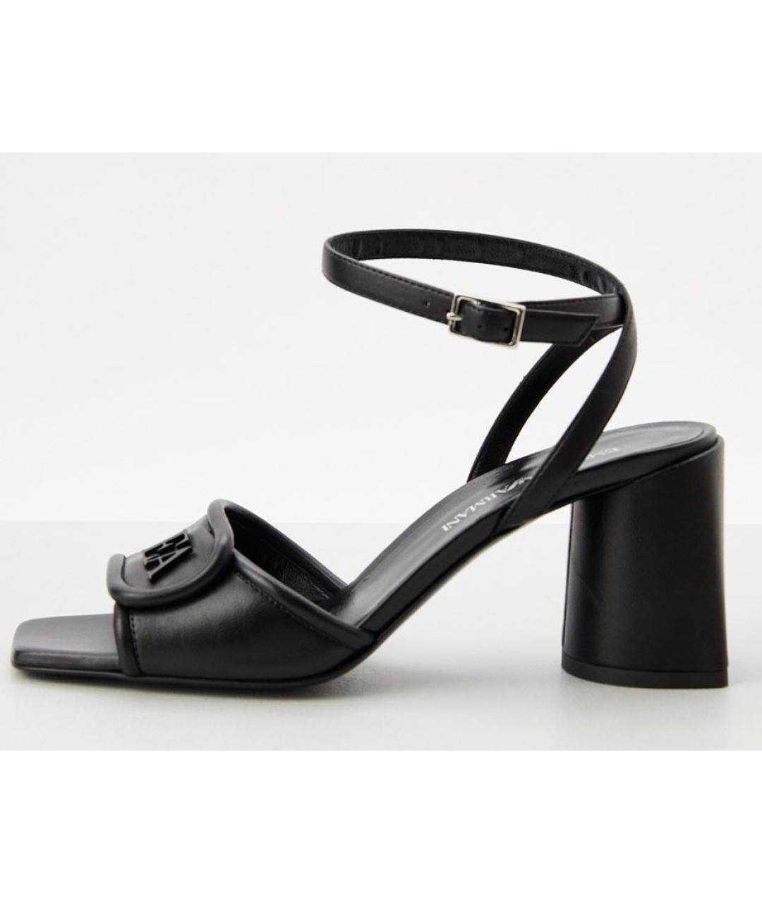 EMPORIO ARMANI Черные кожаные босоножки, фото 8