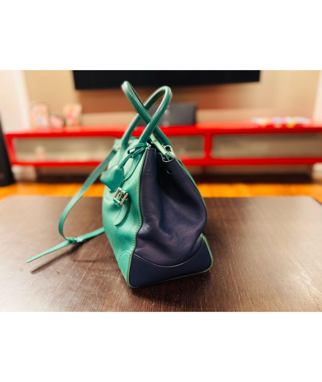 RALPH LAUREN Зеленая кожаная сумка с короткими ручками, фото 2