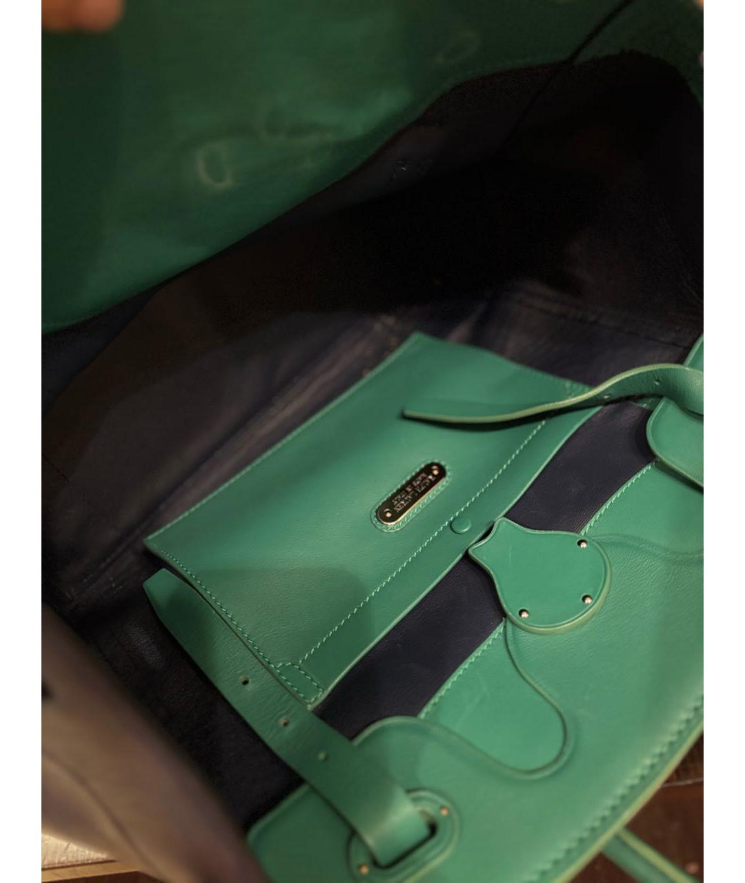 RALPH LAUREN Зеленая кожаная сумка с короткими ручками, фото 4