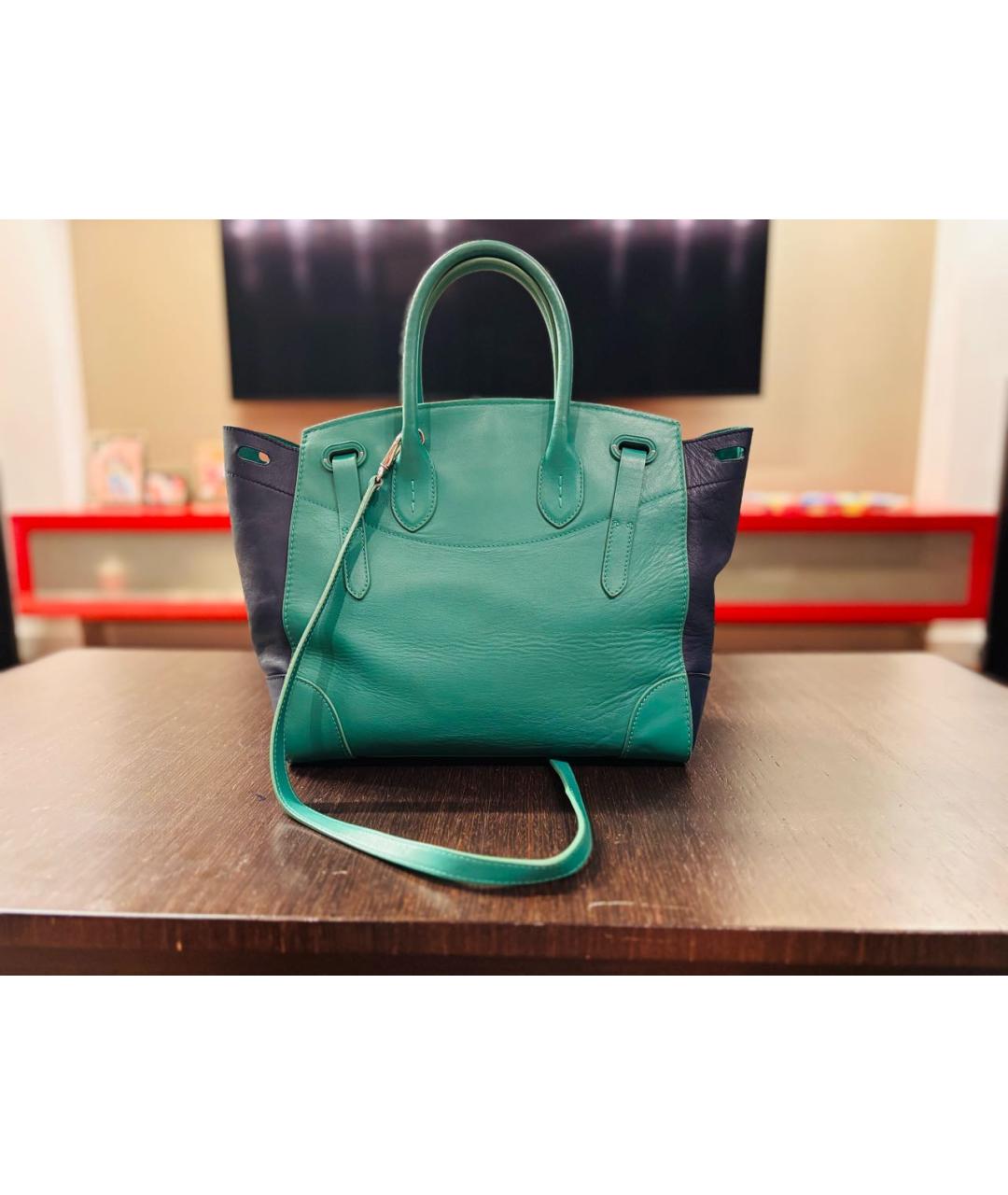 RALPH LAUREN Зеленая кожаная сумка с короткими ручками, фото 3