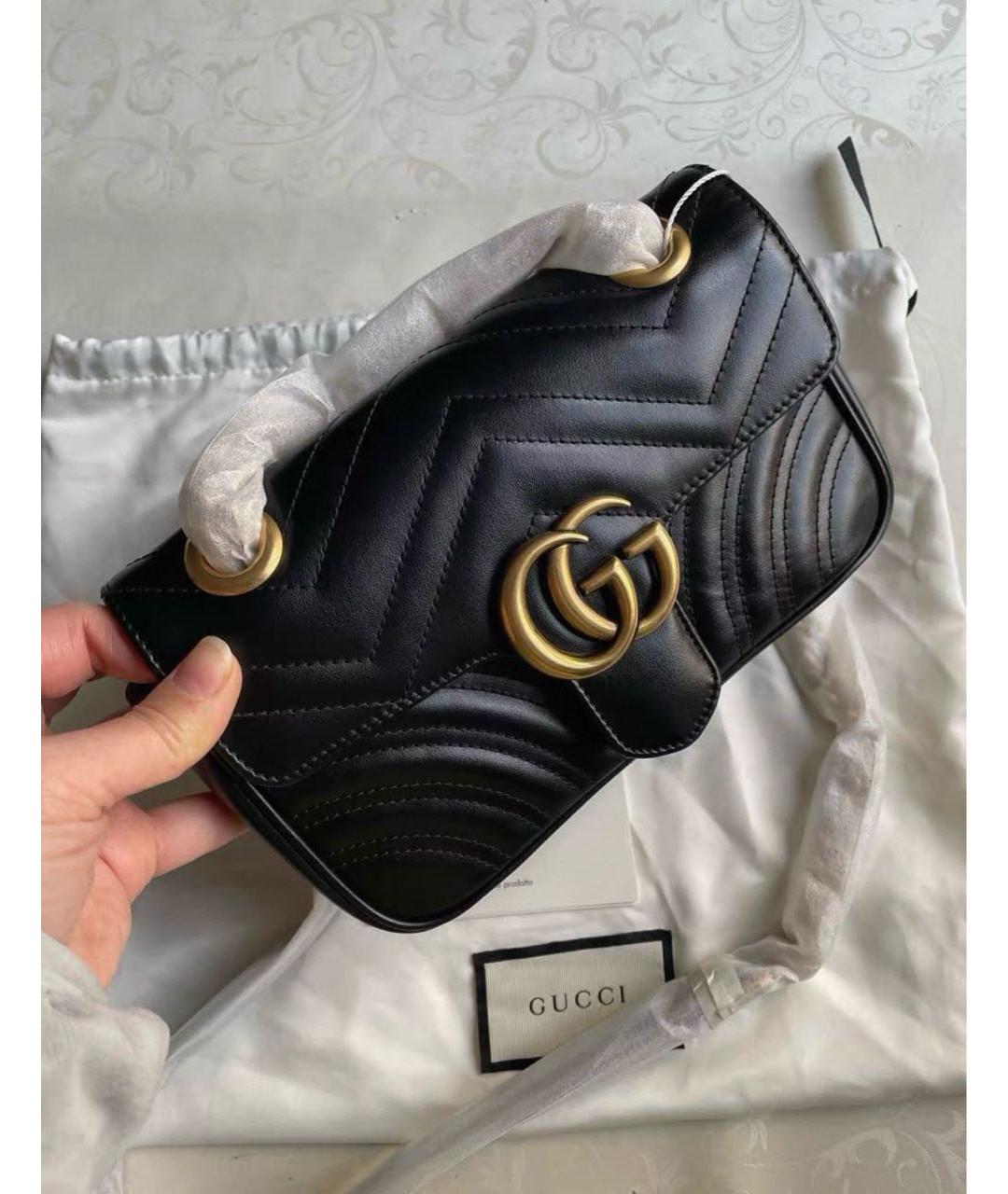 GUCCI Черная кожаная сумка через плечо, фото 2