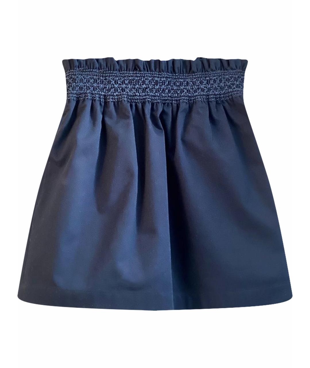 HERMES Темно-синяя хлопковая юбка мини, фото 1