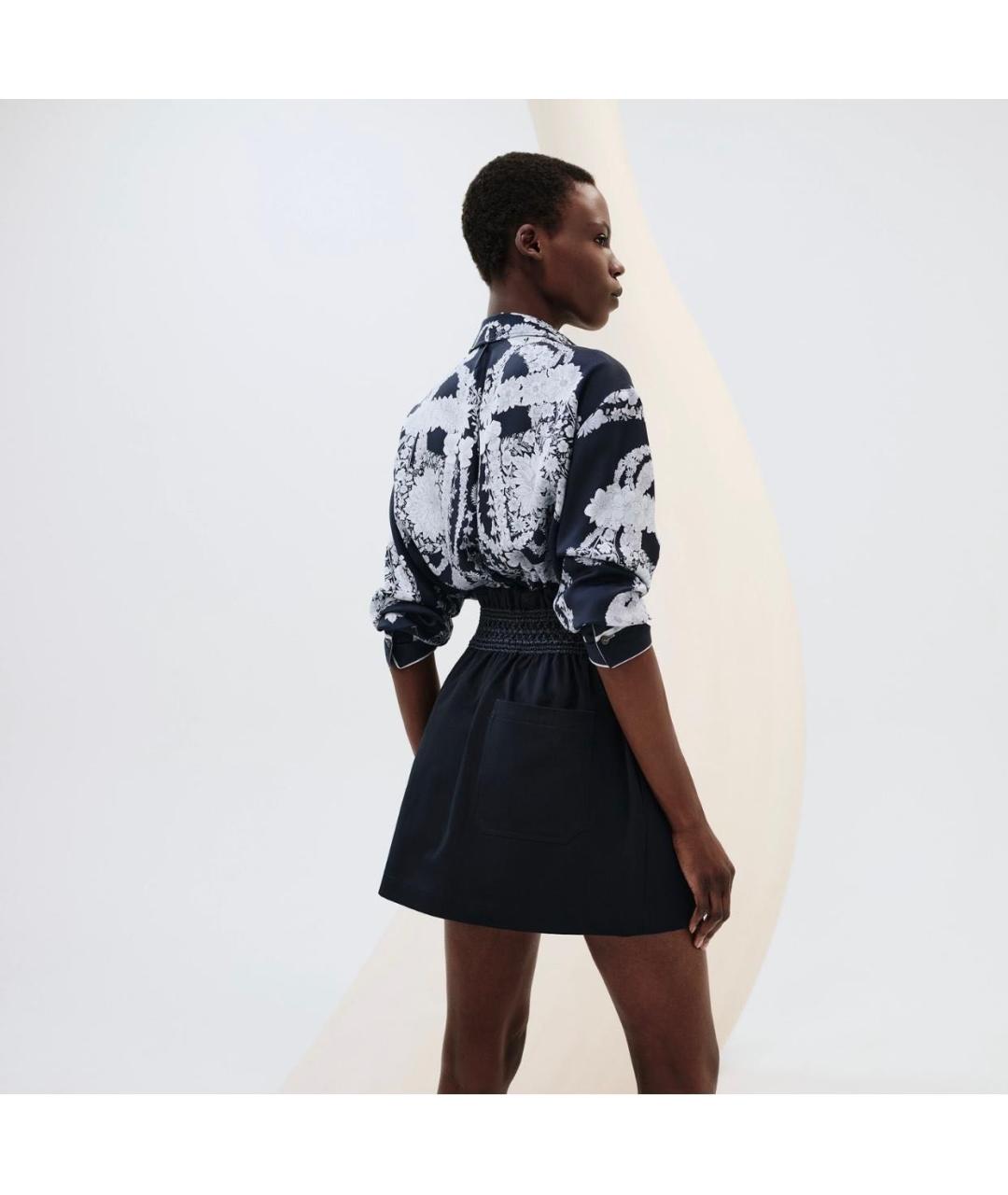 HERMES Темно-синяя хлопковая юбка мини, фото 2