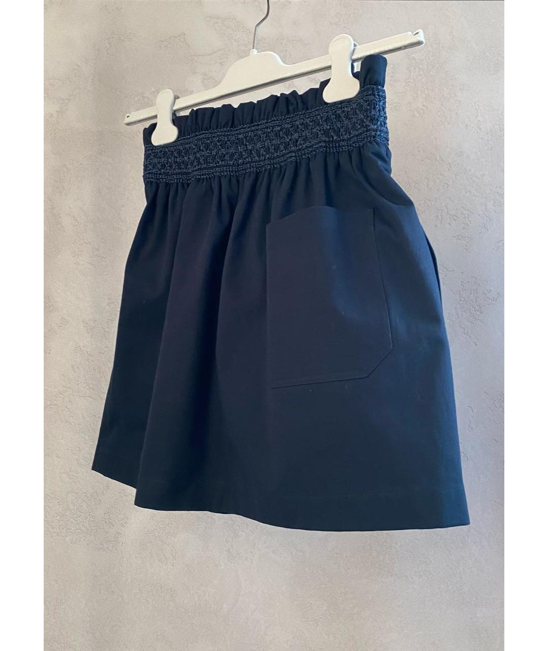 HERMES Темно-синяя хлопковая юбка мини, фото 4