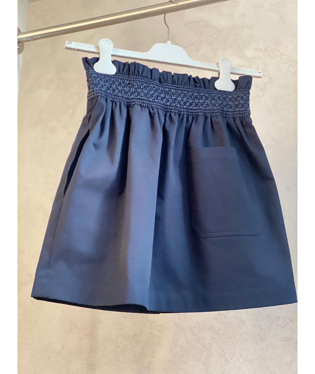 HERMES Темно-синяя хлопковая юбка мини, фото 3
