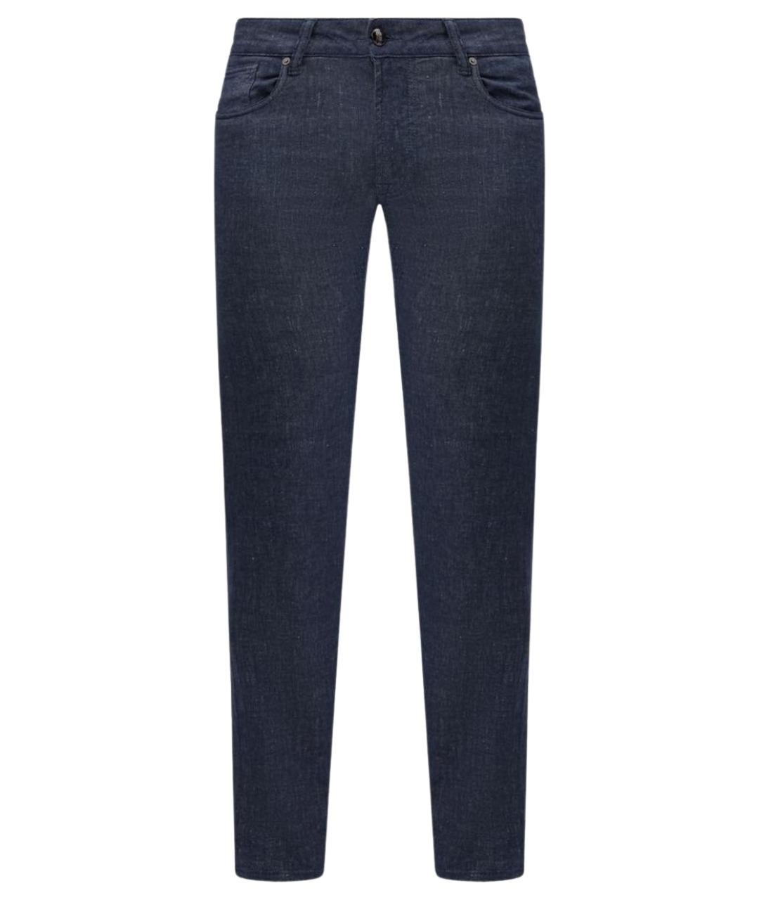 PAL ZILERI Темно-синие льняные повседневные брюки, фото 1