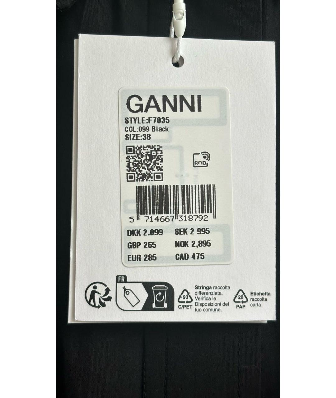 GANNI Черная хлопковая блузы, фото 8