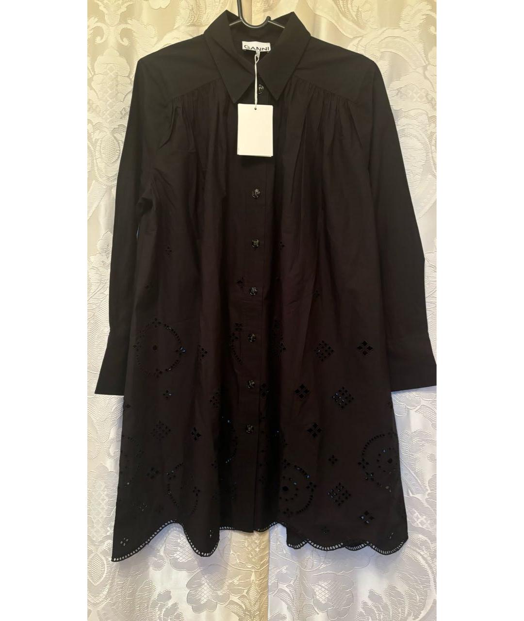 GANNI Черная хлопковая блузы, фото 9