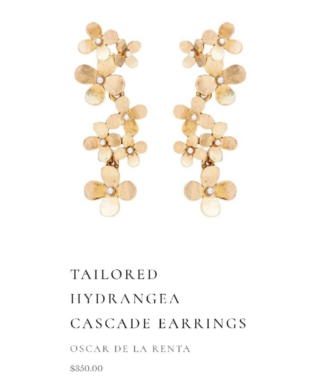 OSCAR DE LA RENTA Золотые позолоченные серьги, фото 4