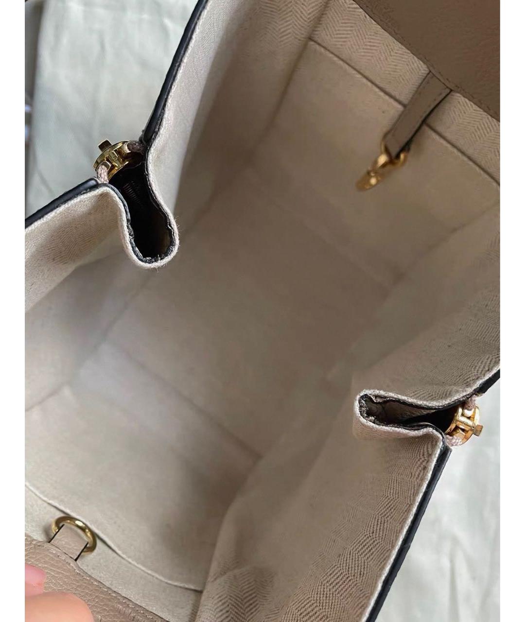LOEWE Бежевая кожаная сумка с короткими ручками, фото 6