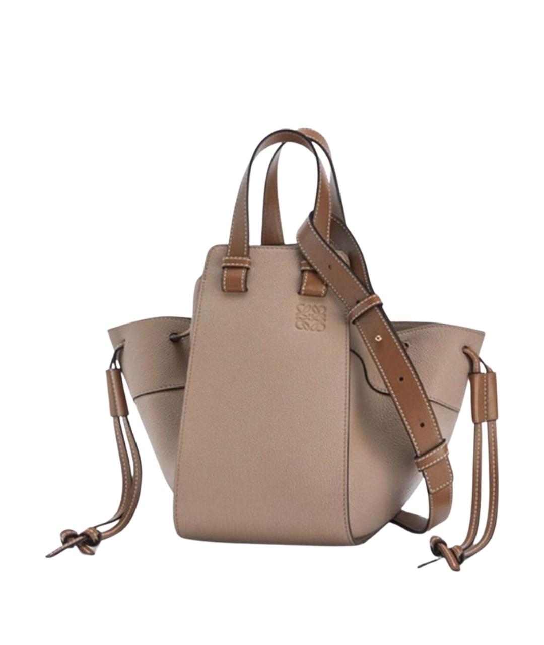 LOEWE Бежевая кожаная сумка с короткими ручками, фото 1