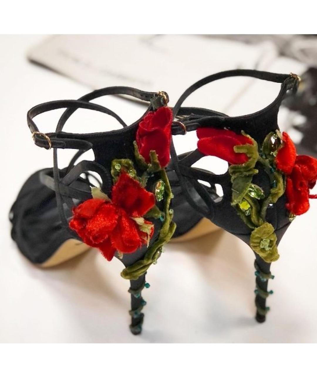 DOLCE&GABBANA Черные замшевые босоножки, фото 5