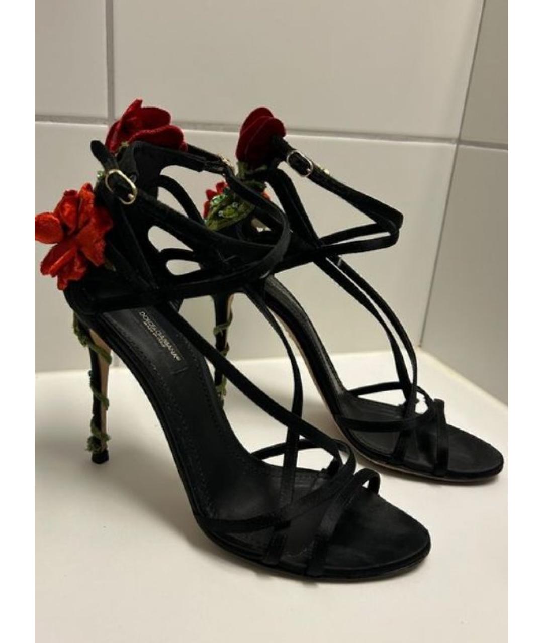 DOLCE&GABBANA Черные замшевые босоножки, фото 4