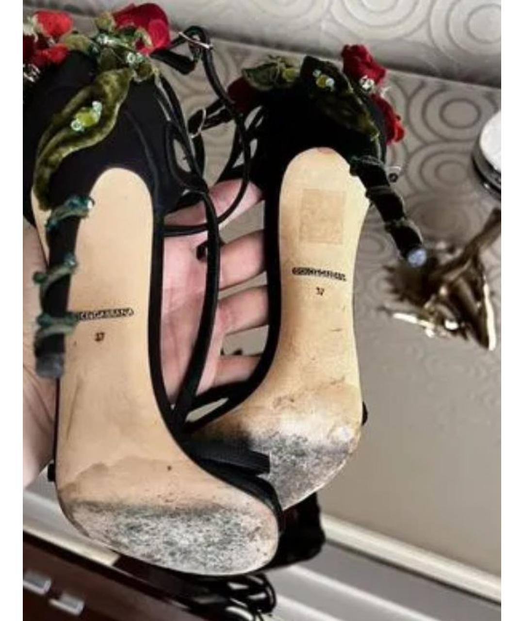 DOLCE&GABBANA Черные замшевые босоножки, фото 3