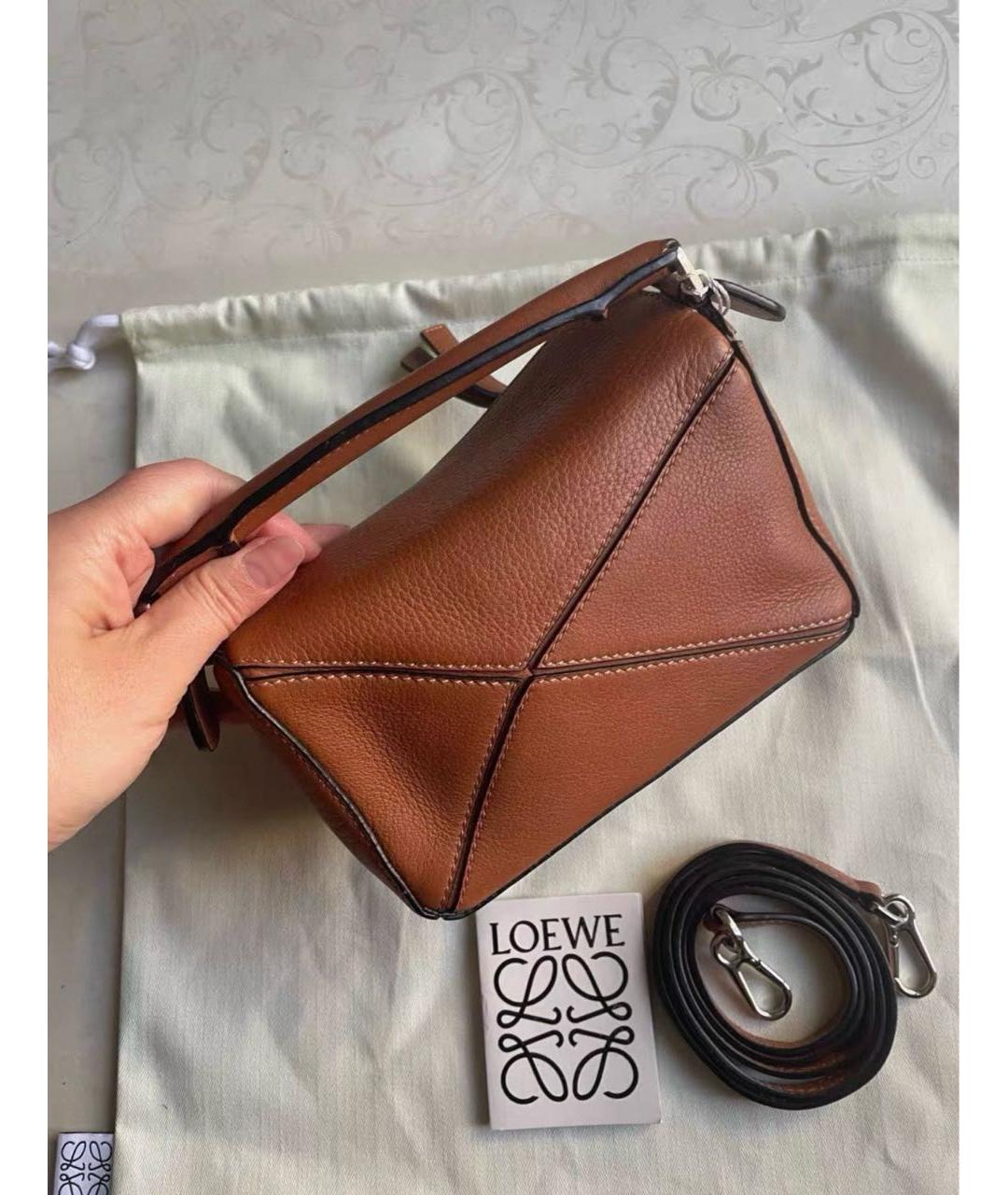 LOEWE Коричневая кожаная сумка с короткими ручками, фото 3