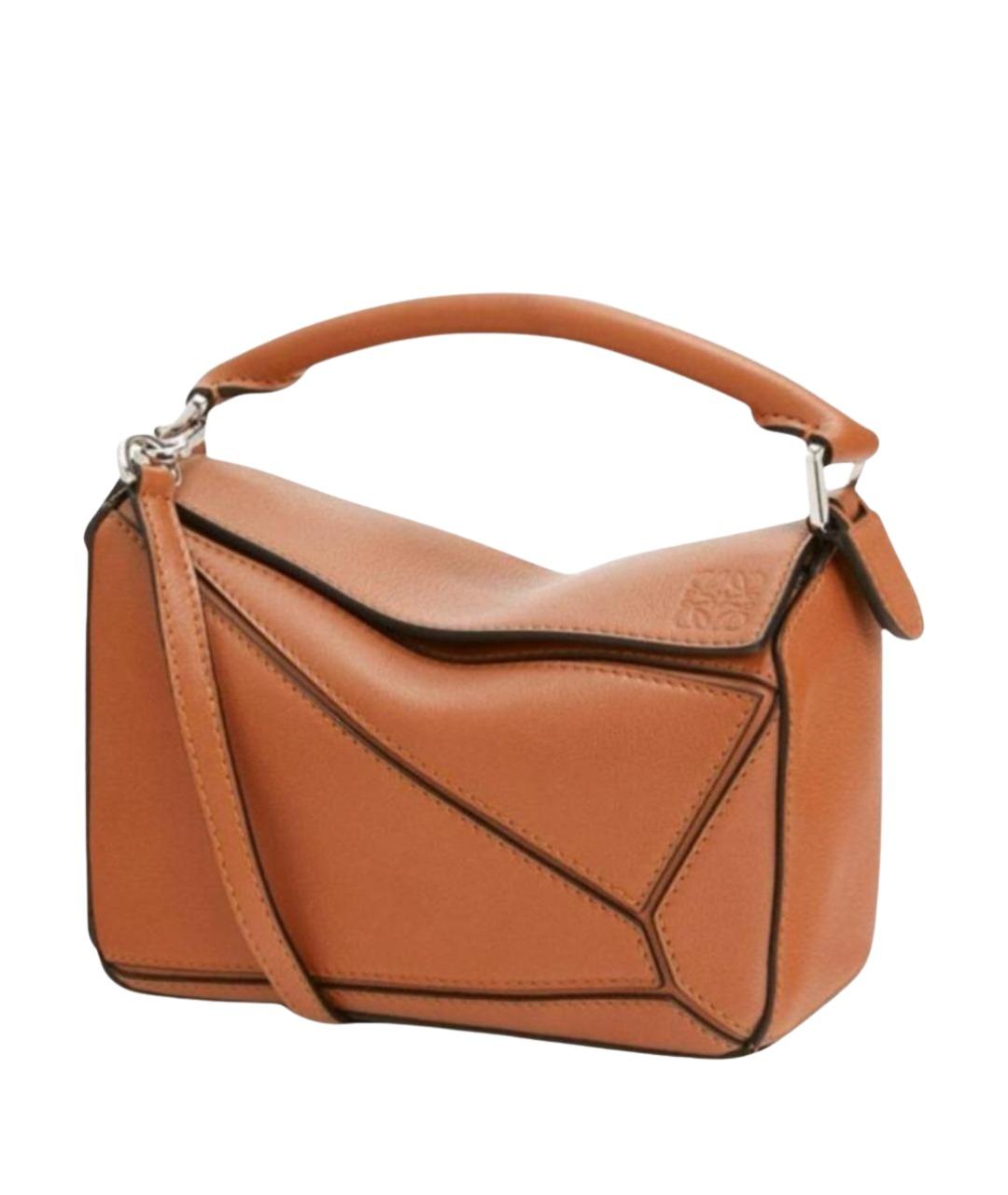 LOEWE Коричневая кожаная сумка с короткими ручками, фото 1