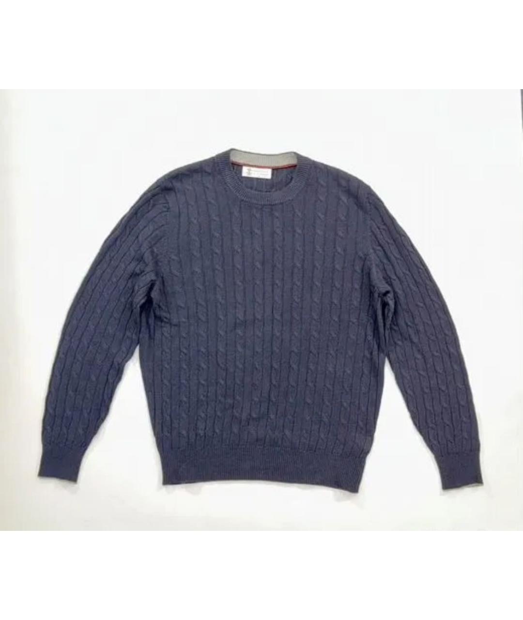 BRUNELLO CUCINELLI Темно-синий льняной джемпер / свитер, фото 3