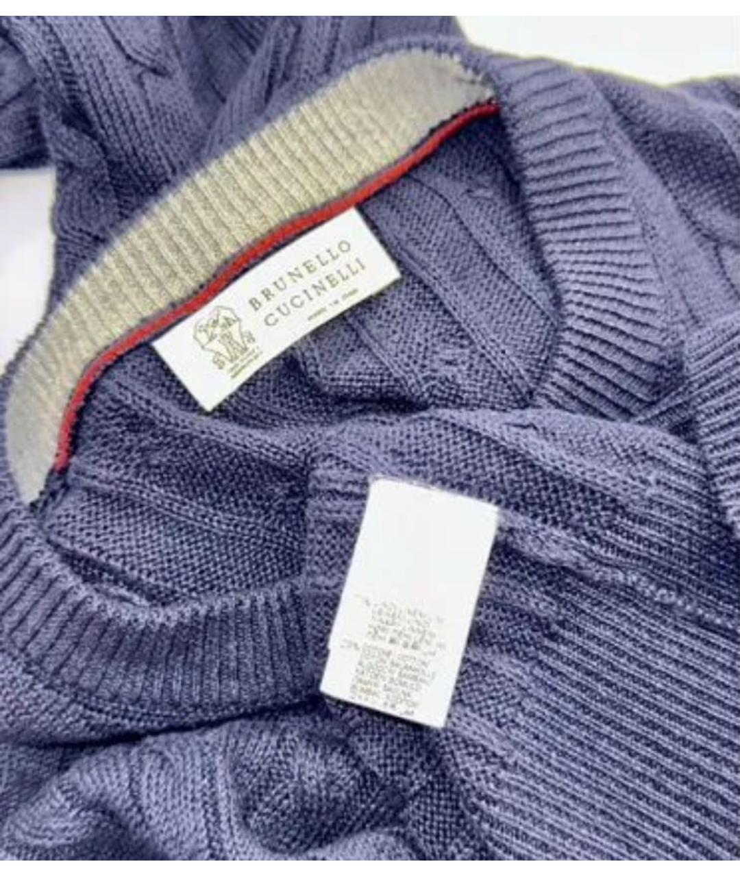 BRUNELLO CUCINELLI Темно-синий льняной джемпер / свитер, фото 2