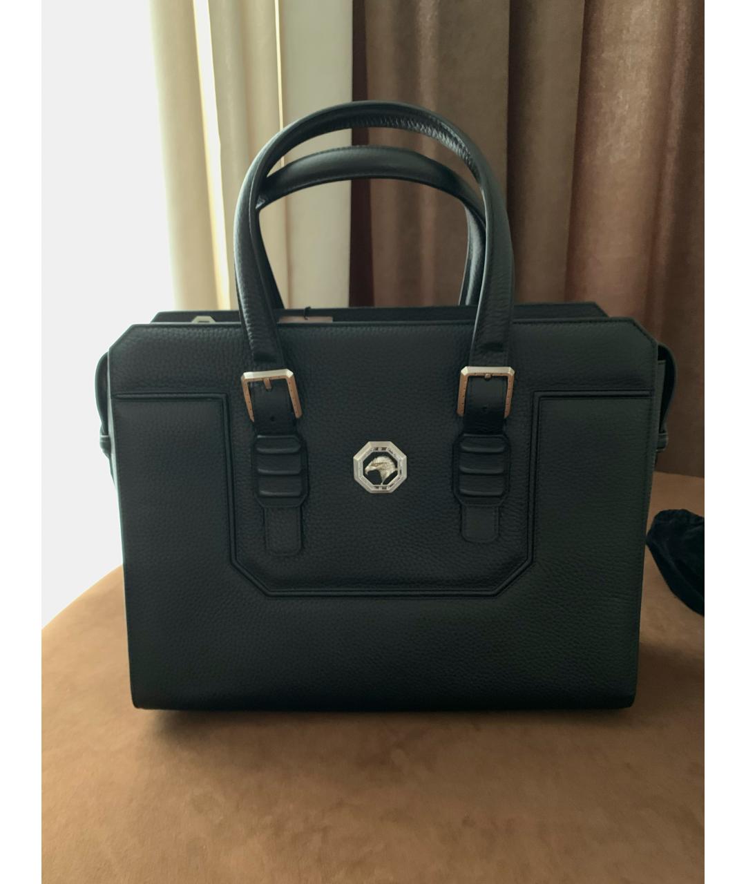 STEFANO RICCI Черный кожаный портфель, фото 8