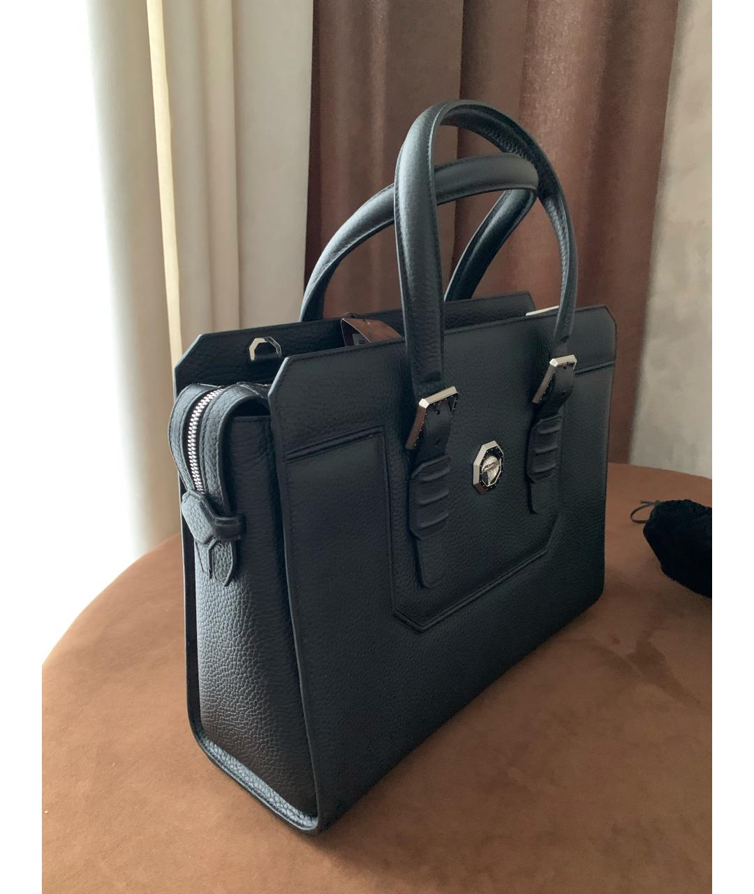STEFANO RICCI Черный кожаный портфель, фото 2