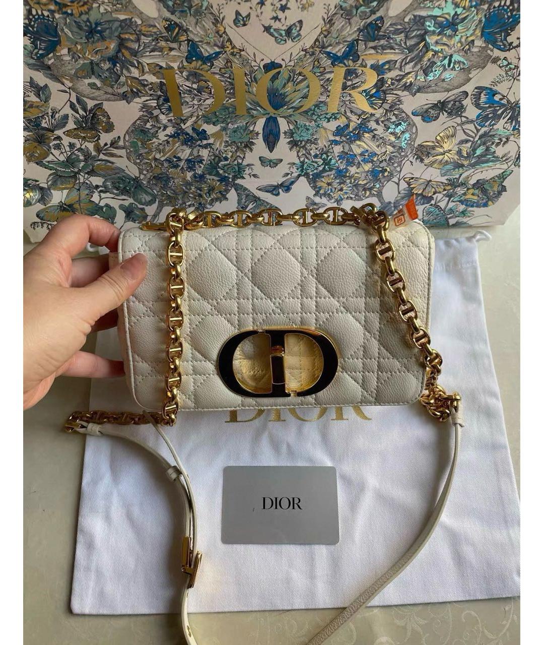 CHRISTIAN DIOR Белая кожаная сумка через плечо, фото 2