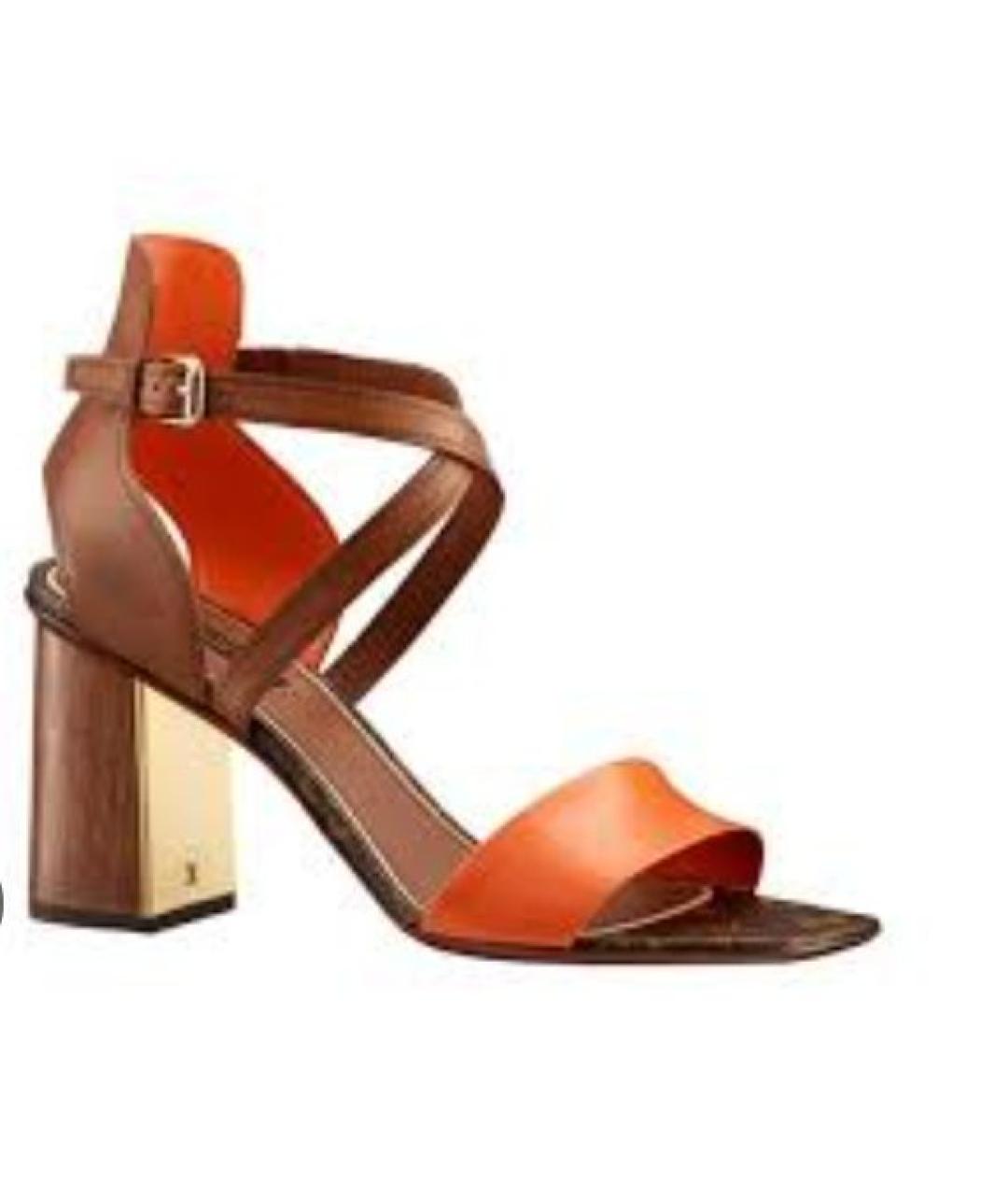 LOUIS VUITTON Оранжевое кожаные босоножки, фото 1