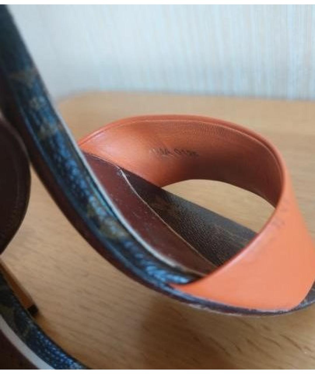 LOUIS VUITTON Оранжевое кожаные босоножки, фото 6