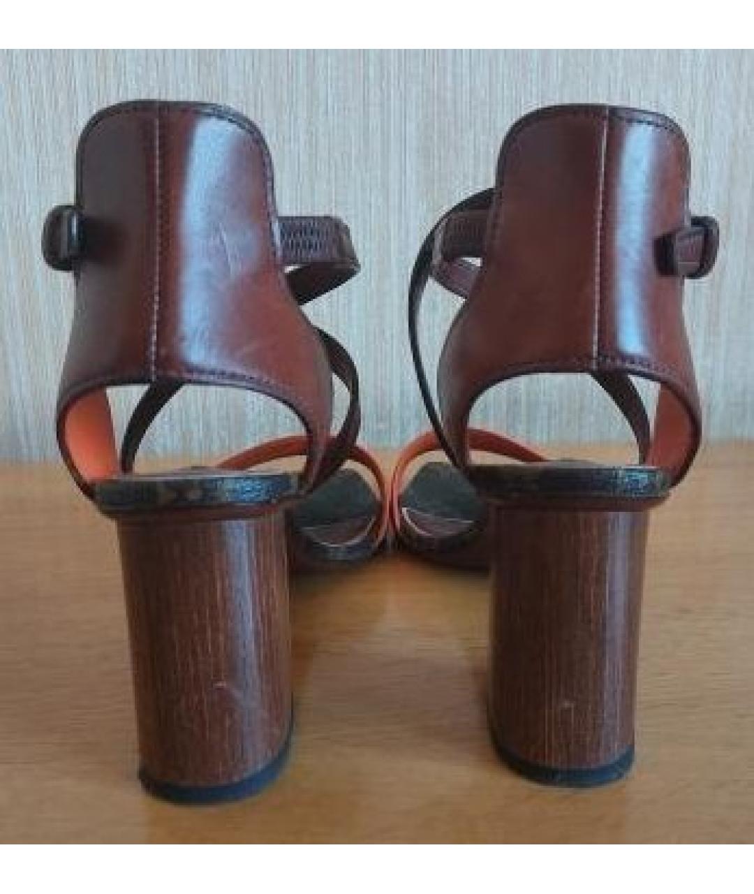 LOUIS VUITTON Оранжевое кожаные босоножки, фото 5