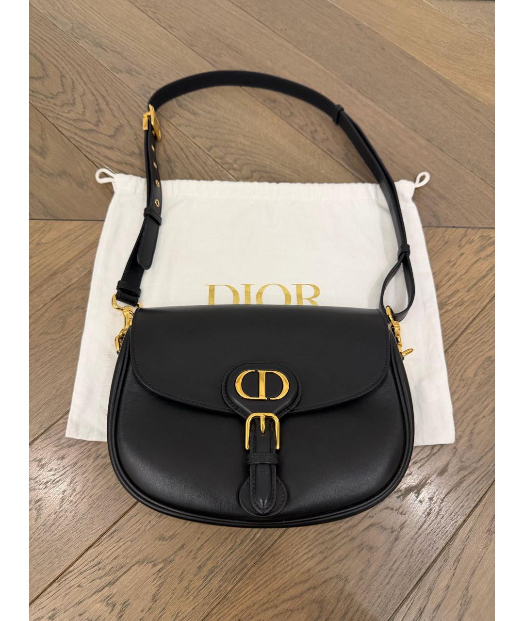 CHRISTIAN DIOR Черная кожаная сумка через плечо, фото 6