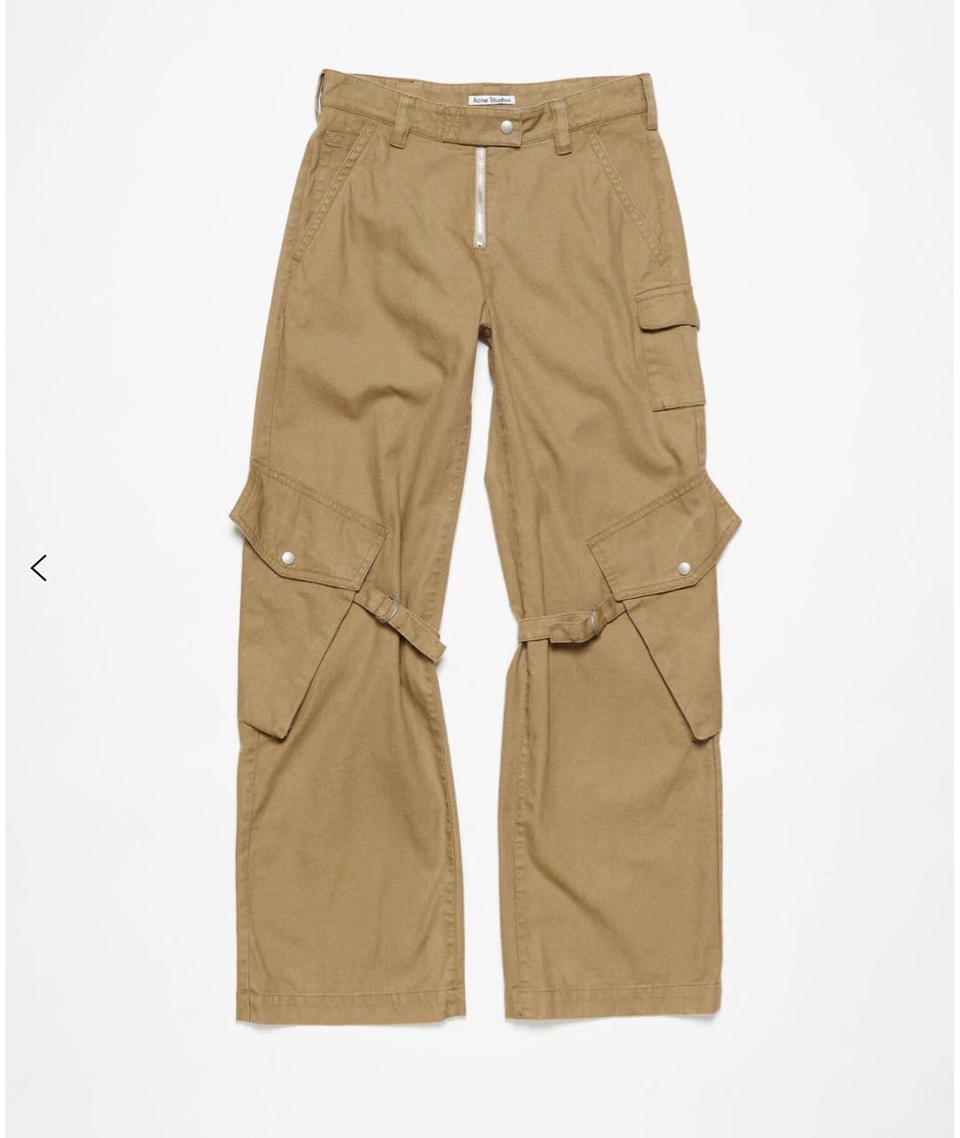 ACNE STUDIOS Бежевые хлопковые прямые брюки, фото 7