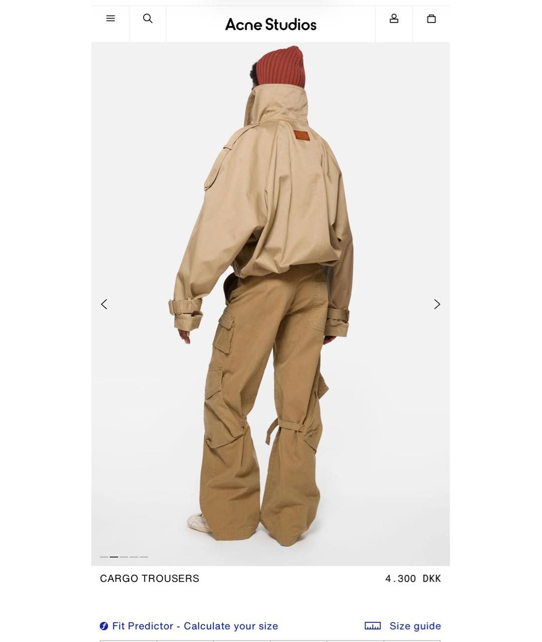 ACNE STUDIOS Бежевые хлопковые прямые брюки, фото 4