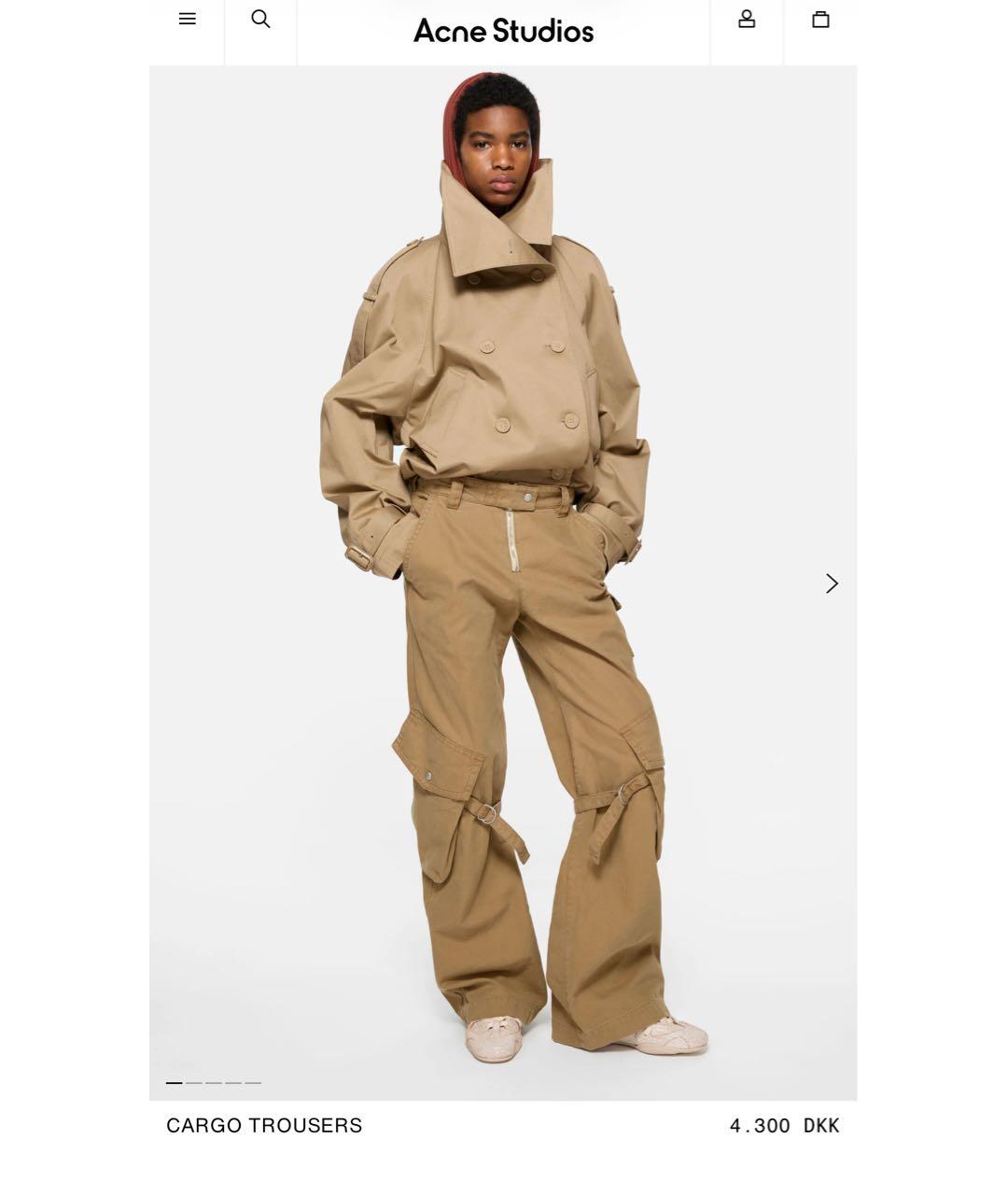 ACNE STUDIOS Бежевые хлопковые прямые брюки, фото 5