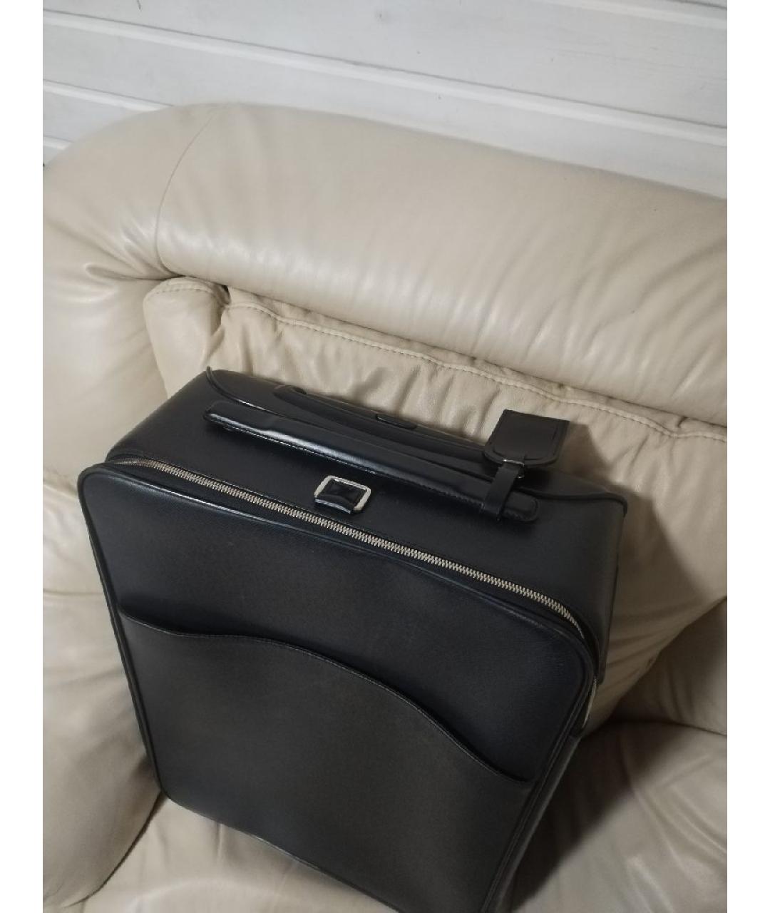 LOUIS VUITTON Антрацитовый кожаный чемодан, фото 8