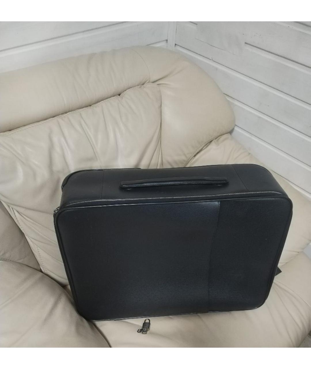 LOUIS VUITTON Антрацитовый кожаный чемодан, фото 7