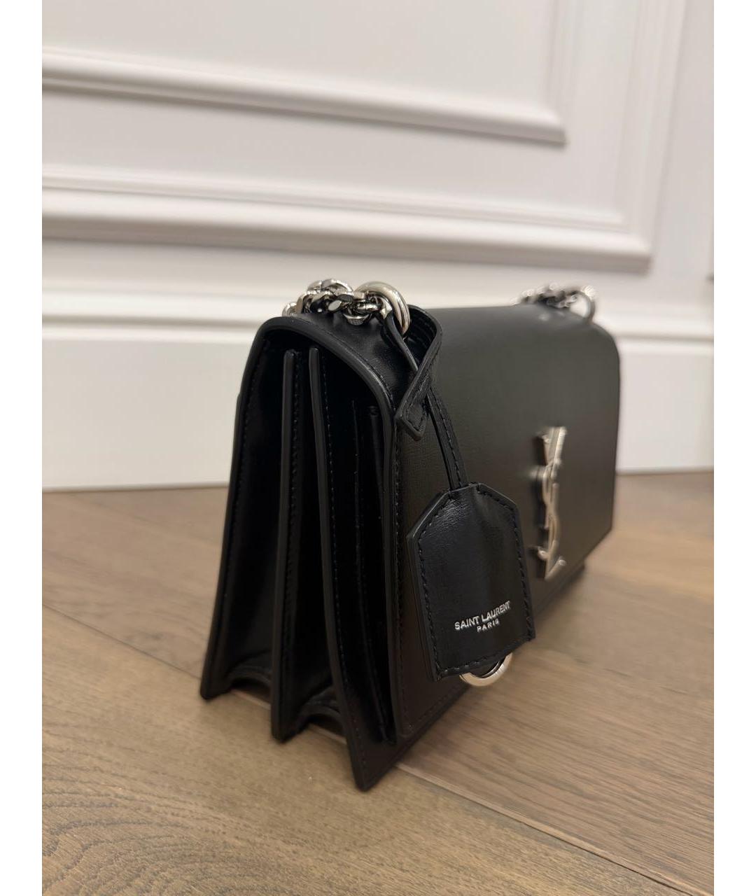 SAINT LAURENT Черная кожаная сумка через плечо, фото 2